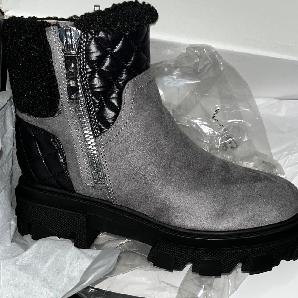 Nine West Gray Quilted Ankle Boots